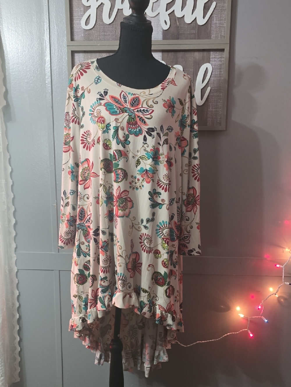 Ivory Floral High-Low Tunic